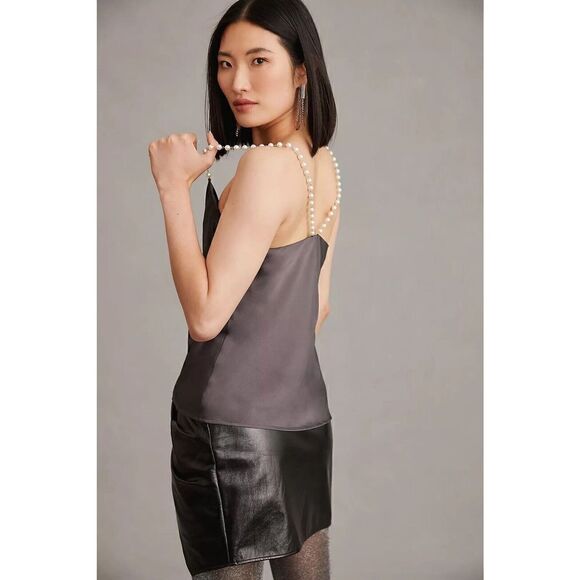 ANTHROPOLOGIE Hutch Pearl Cowl Neck Cami Pearl Strap L NWT - Picture 3 of 5